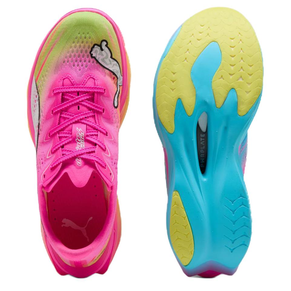 Puma Deviate Nitro Elite 4 Poison Pink Yellow Alert Bright Aqua Women Sneakers Sun-Stream------Features 313606-01