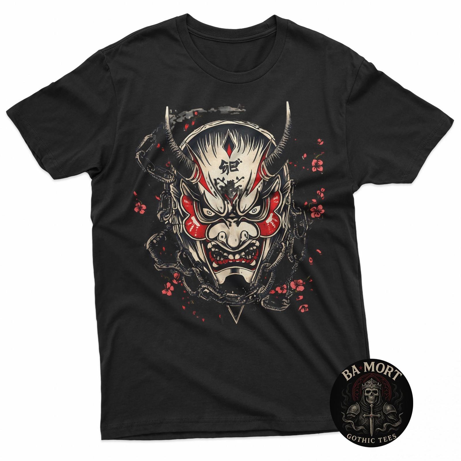 Ivory Hannya Mask Chains Sakura Dark Japanese Tattoo Style Art T-Shirt Unisex T-Shirt L