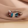 Creative Lucky Transfer Epoxy Blue Carp 925 Sterling Silver Jewelry Personality Colorful Fish Sweet Animal Opening Rings R318