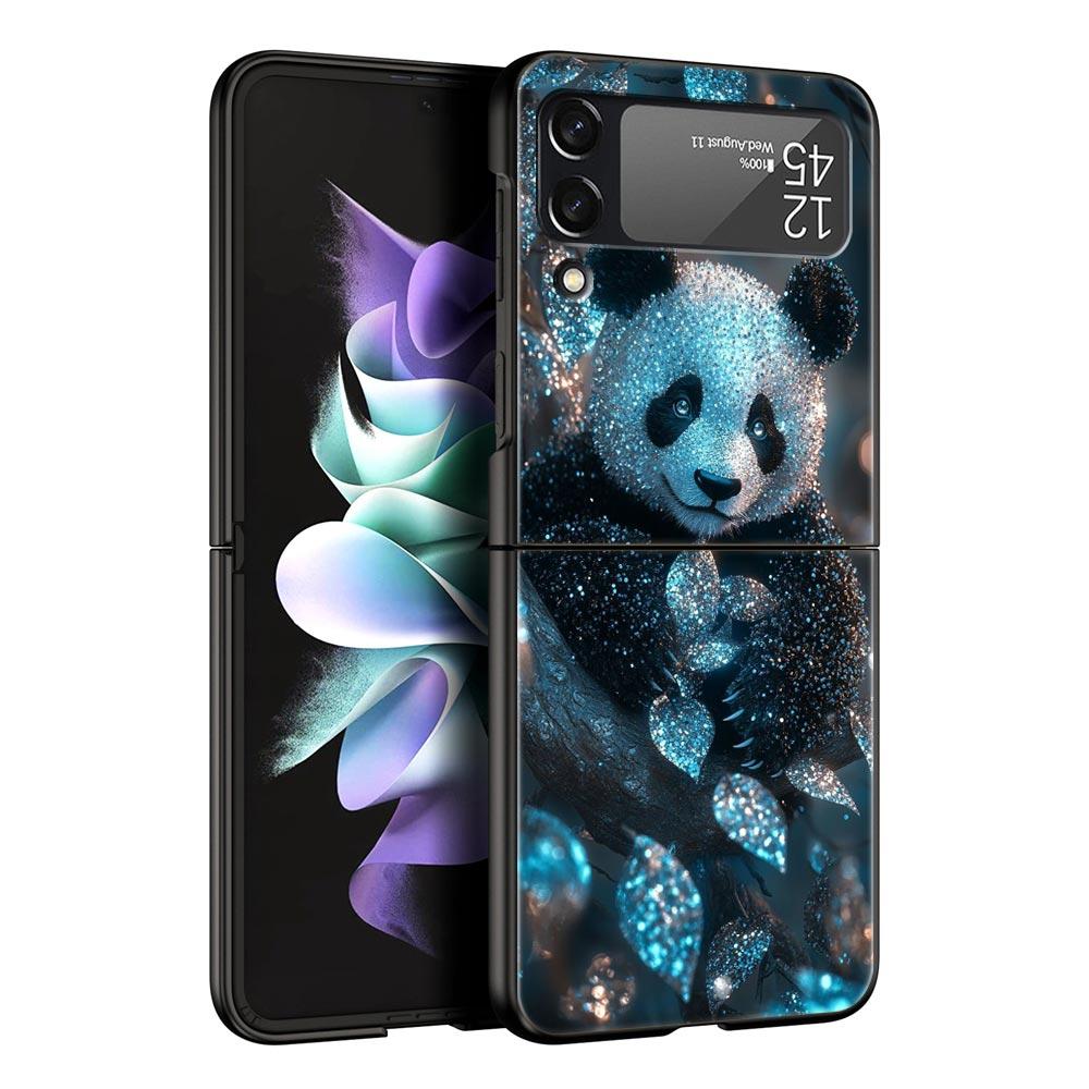 Baby Panda Hard PC Phone Case For Samsung Galaxy Z Flip 7 6 5 4 Black Cover For Galaxy Z Flip 3 Foldable Fundas Shell Capas Bags
