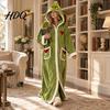 Christmas Theme Printed Wrap Hooded Heated Poncho Blanket Flannel Wearable USB Heating Cape Gift for Her on with Festive Print Cozy Winter