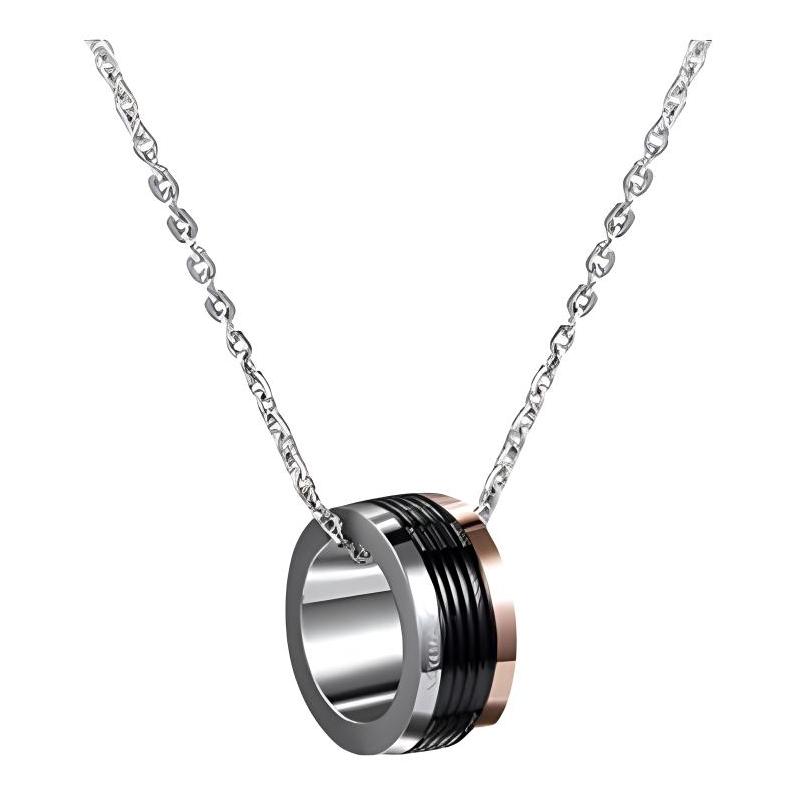 Calvin Klein Gale Transfer Contrast Color Pendant Three-Color Clavicle Chain True Me Ring Dual-Purpose Multi-Color LH-KJ7MBN3001-Dark gray & steel F