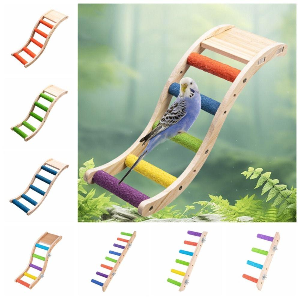 Grinding Claws Bird Wood Ladder Sturdy Parrot Climbing Rack Bird Perch Stand Toy  Perch Shelf