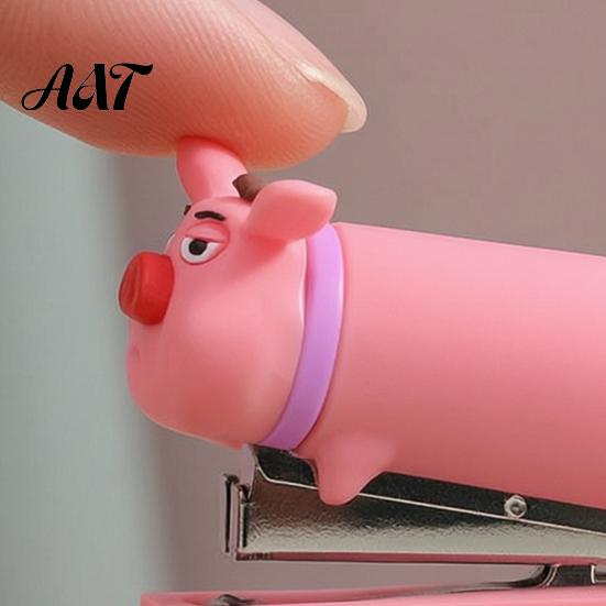 Functional Stapler for Receipts And Crafts Mini Cartoon Stapler, Cute Pig Shape, Portable Lightweight PVC Back to School Shell Binding Tool, Handheld