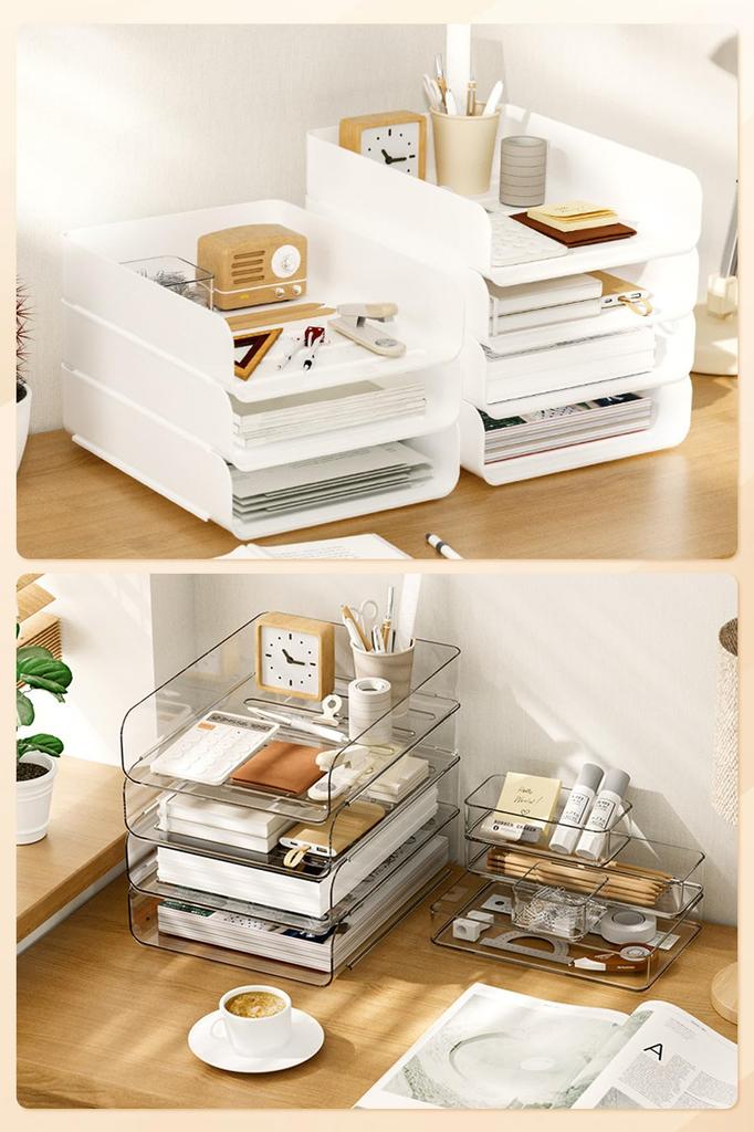 Xpang A4 Horizontal Document Document Storage Letter Letter Book Storage Vertical 3-Tier Tray, Case, Case, Desktop, Shallow, Stackable, Case, Tray,