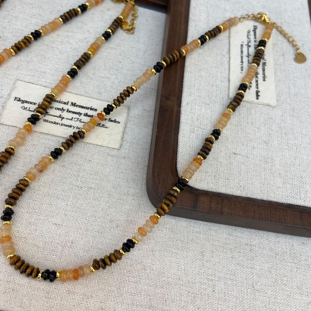 Star Wang Yibo Same Tiger Eye Fortune Beaded Necklace Versatile Autumn And Winter Maillard Wear Women'S Collarbone Chain