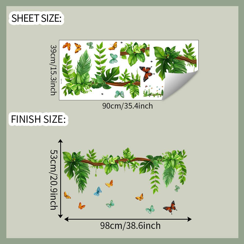 

Окрашенные зеленые растения бабочки спальня гостиная, украшение дома и декор наклейки на стену