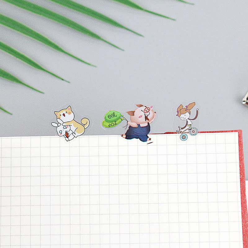 6 Sheets/Set Korean Version Cartoon Transparent PVC Stickers Cute Animal Kawaii Self Adhesive Kids DIY Scrapbooking Sticker