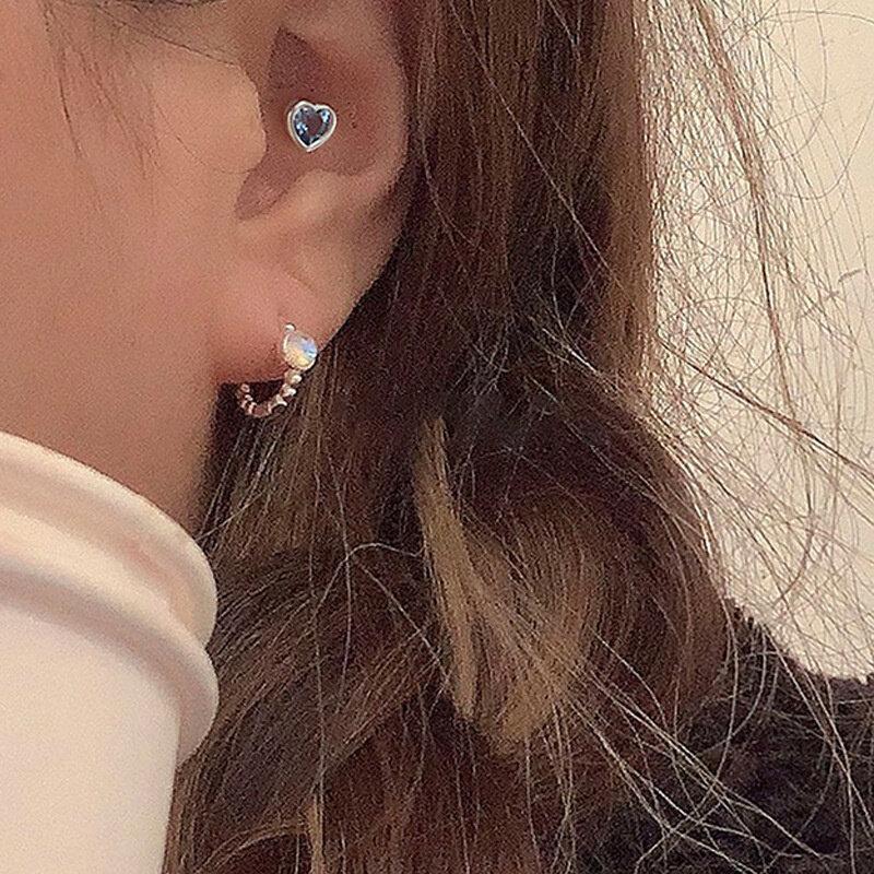 2PCS Acrylic Flower Stud Earring Fashion Women Shiny Colorful Screw Stud Earrings Stainless Steel Cartilage Helix Ear Piercing Jewelry Accessories