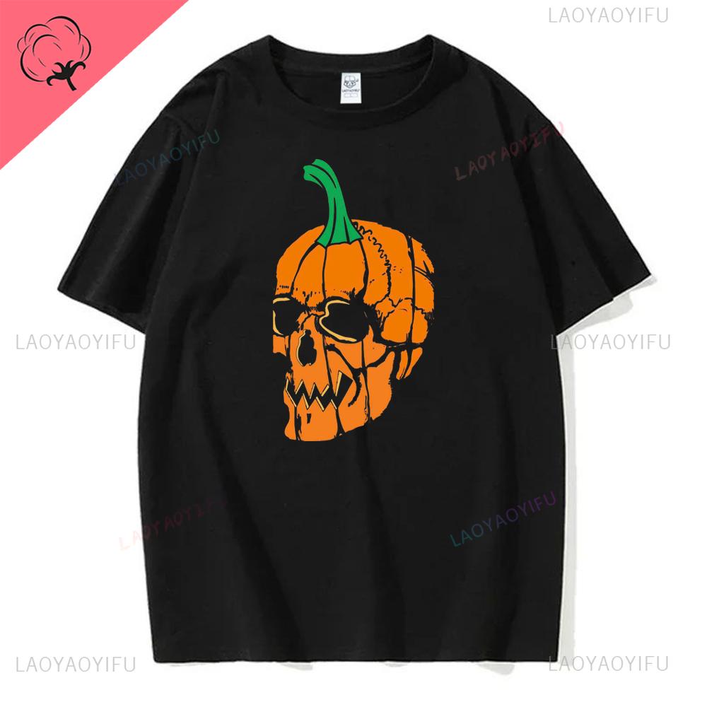 Women Ghost Pumpkin Bat Print Round Neck Pullovers Funny Halloween Costume Cotton Shirt Graphic T Shirts Y2k Top Harajuku Tops