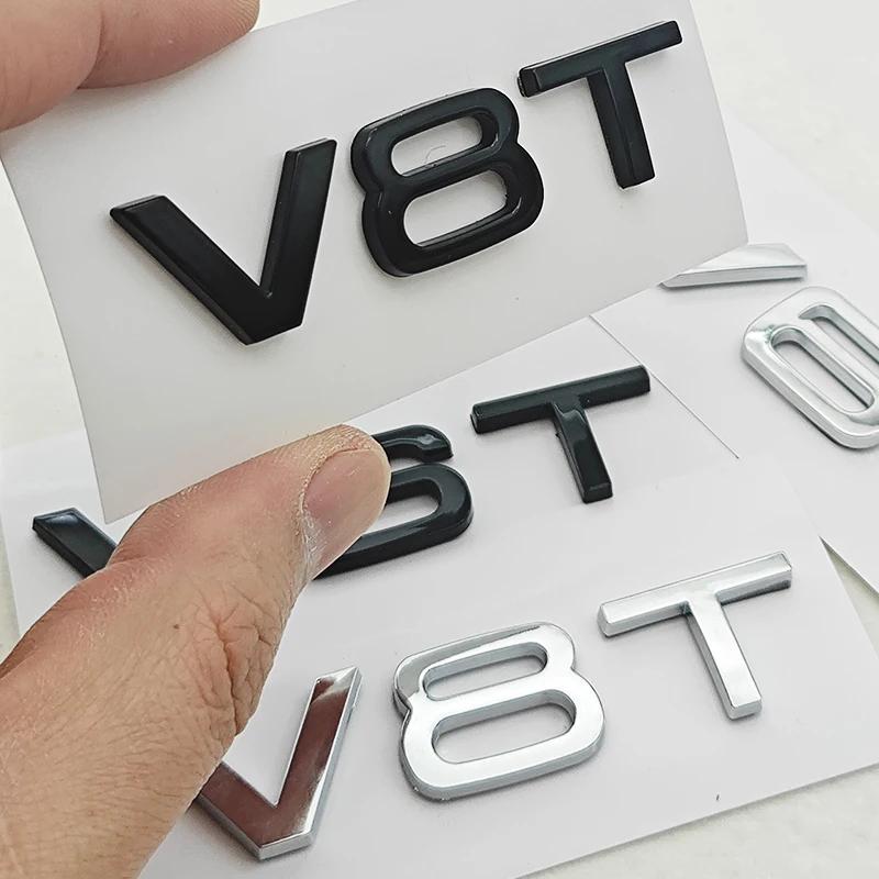 3D ABS Car Fender Side Emblem V6T V8T Logo Rear Trunk For 3TW2 S4 A4 B7 V6T Sticker A6 SQ7 Q8 R8 S8 RS8 V8T Badge Accessories 3TG2