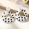 Hong Kong Style Retro Black & White Polka Dot Earrings: Double Layer Round Acrylic for Women