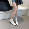 Women's Chunky Heel Pointed Toe Ankle Boots - Slimming Soft Leather for Spring/Autumn Fashion