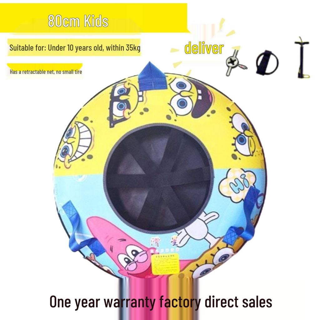 Durable Inflatable Snow Tube with Anti-Collision Features - Seven-Color for Adults and Kids