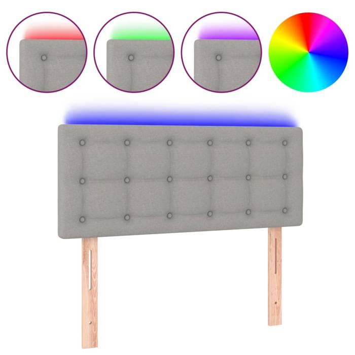 VidaXL Tête de Lit à LED Meuble de Chambre à Coucher Accessoire de Lit Simple Tête de Cadre de Lit Intérieur Gris Clair 3122036