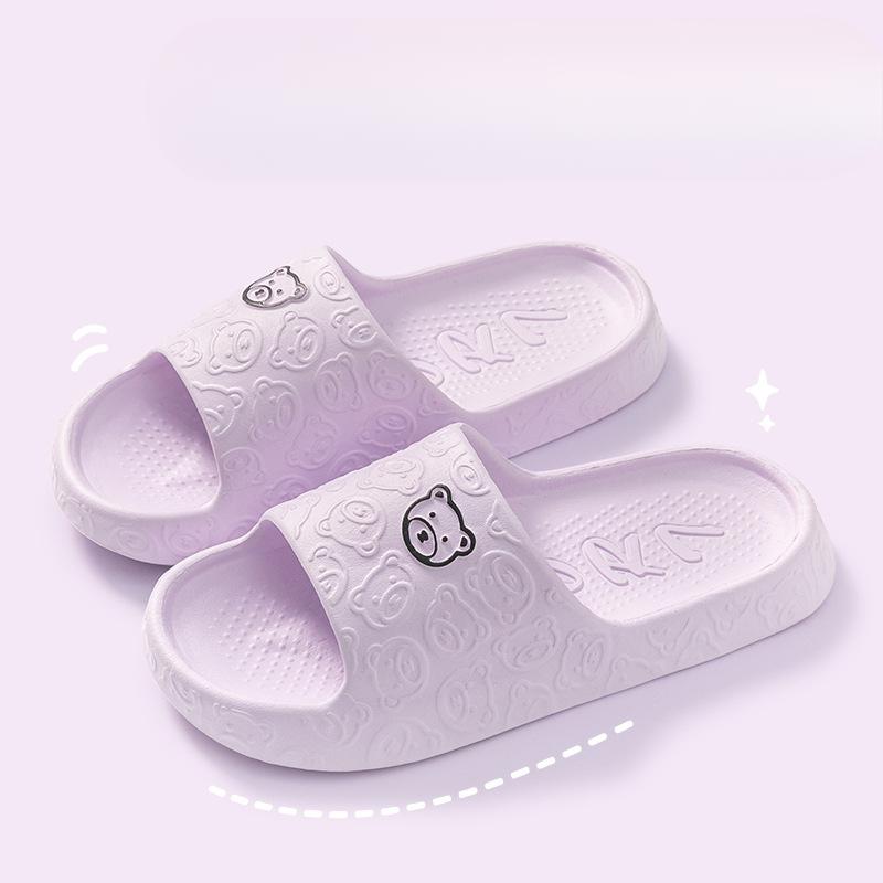 Unisex EVA Bear Pattern Slippers Indoor Non-slip Soft Sole Bathroom Slides Beach Holiday Platform Slippers for Couples Pantuflas