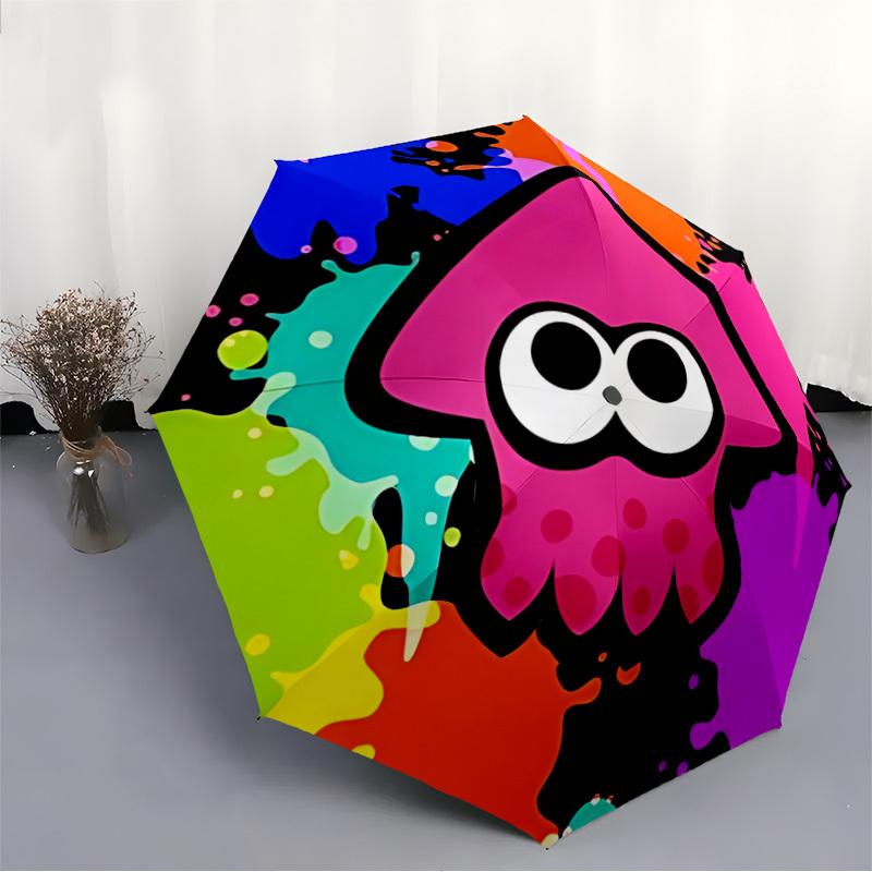 1pc Splatoon Automatic Open/close Folding Portable Cute Umbrella with 8-Rib Structure for Women/Men, All-Season Use A0901155