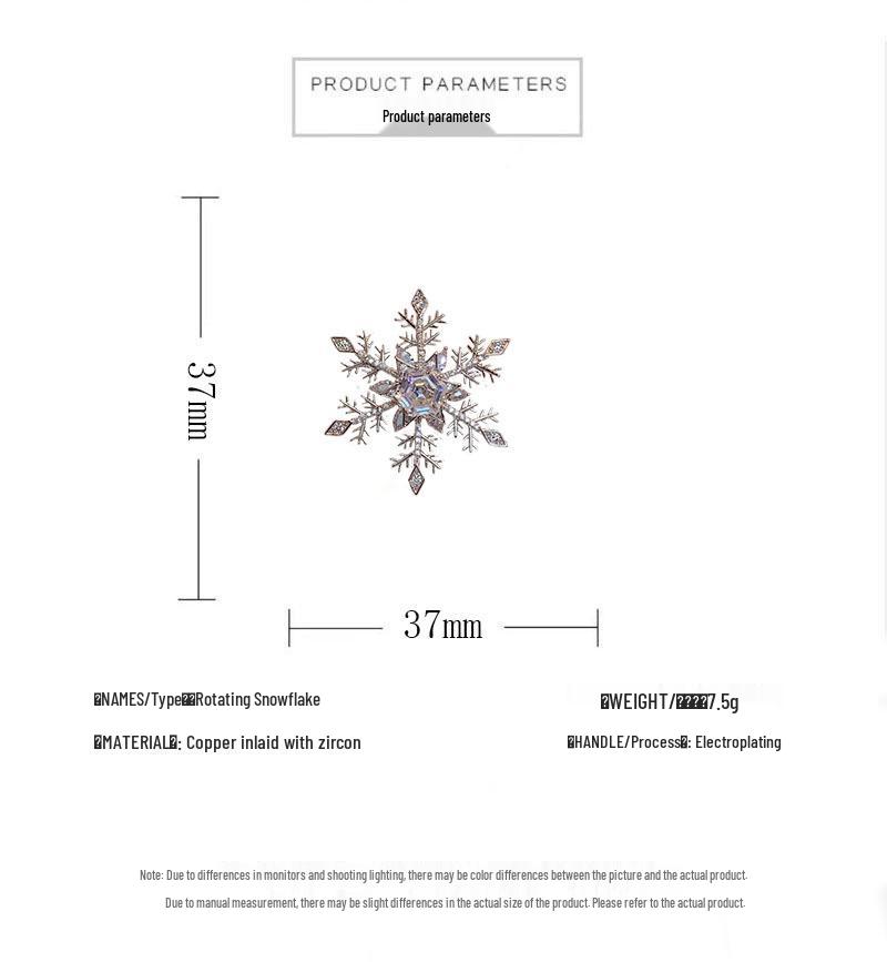 Elegant Rotating Snowflake Brooch: High-End Unisex Pin for Fashionable Sweater Decoration