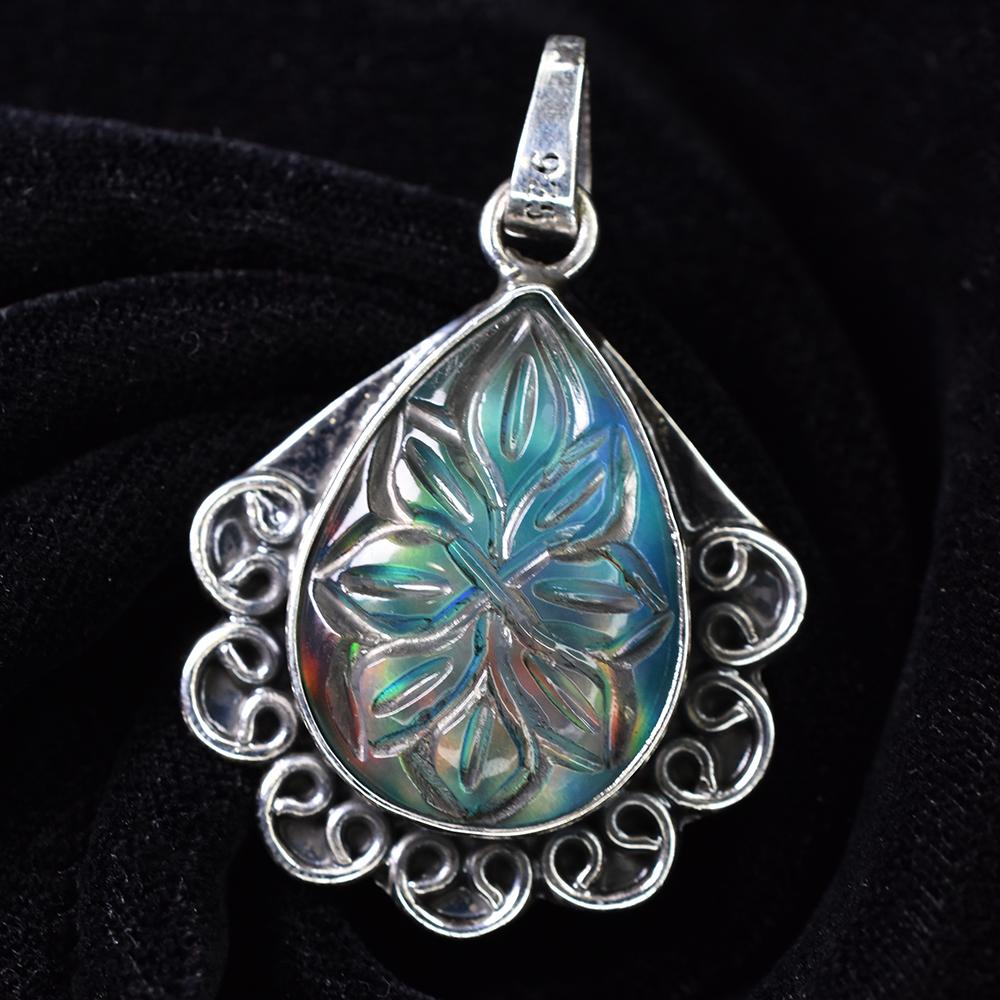 CERTIFIED 41 Ct Natural Pear Opal 925 Starling Silver Pendant Jewelry For Her MY.PD-206-NS
