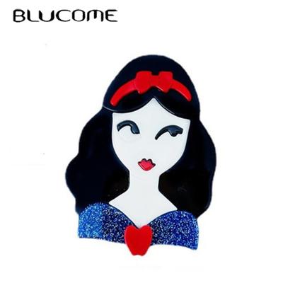 Creative Black Long Hair Girl Brooch Acrylic Personality Fashion Girl Pin Bag Accessories