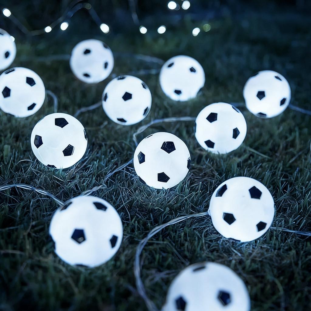 Soccer Ball String Lights for Bar Decoration Home Sports Theme Party Holiday Gathering Garden Bedroom Essential Atmosphere Lamp