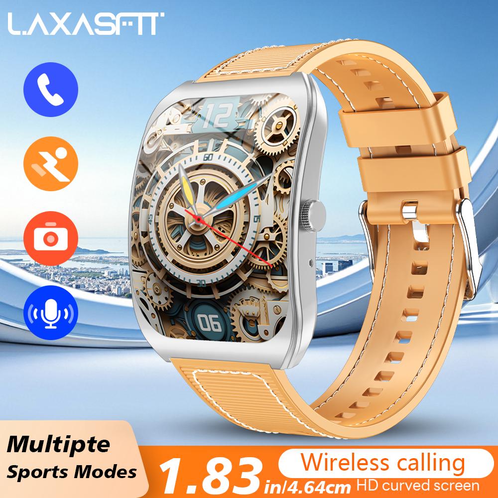 

New Curved Screen Smart Watch Voice Assistant Bluetooth Call Sports Pedometer For Android IOS Man Woman Smartwatch золотистий