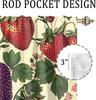 Cartoon Strawberries Curtains Bedroom,Vintage Tropical Fruit Strawberries Pattern Thermal Insulated Darkening Pocket Curtains