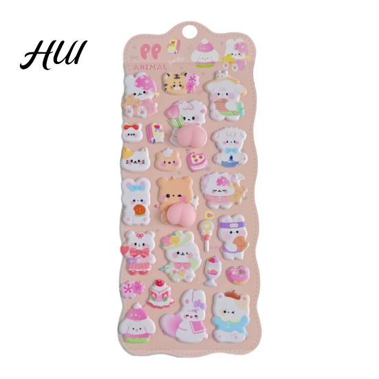 Sticker Basteln für Anfänger Niedlich 3D Puffy Kawaii Blasen Schaumstoff Sticker Puff Squishy Abnehmbar Bär Hase Handyhülle Notizbuch Scrapbooks DIY