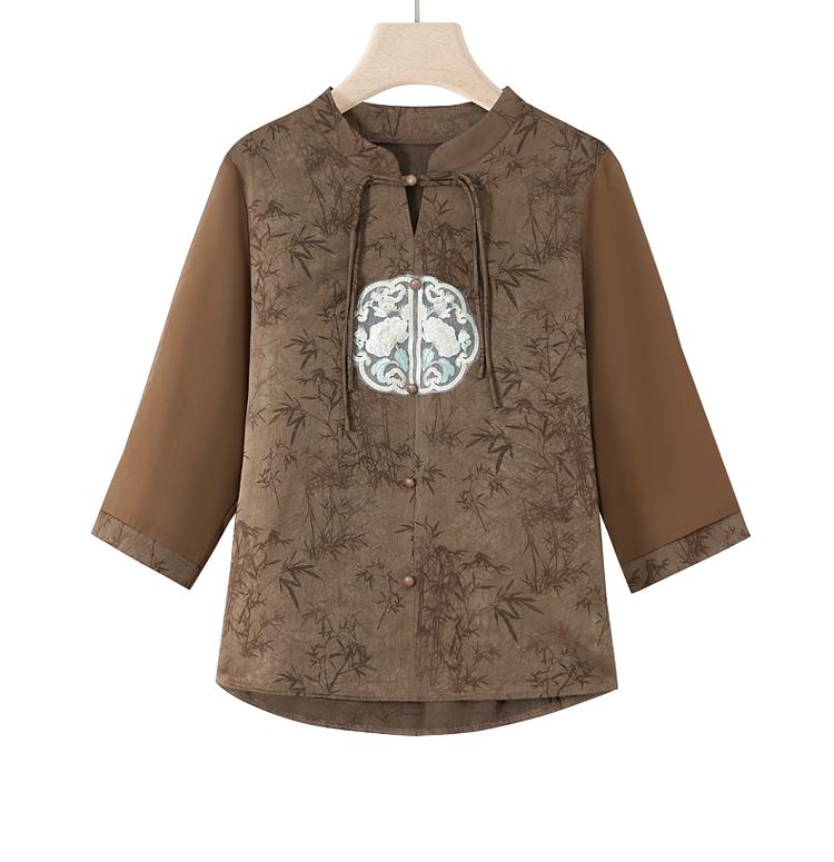Mom's New Summer Chiffon Blouse: Chinese-Style Two-Piece Set for Middle-Aged & Elderly Women