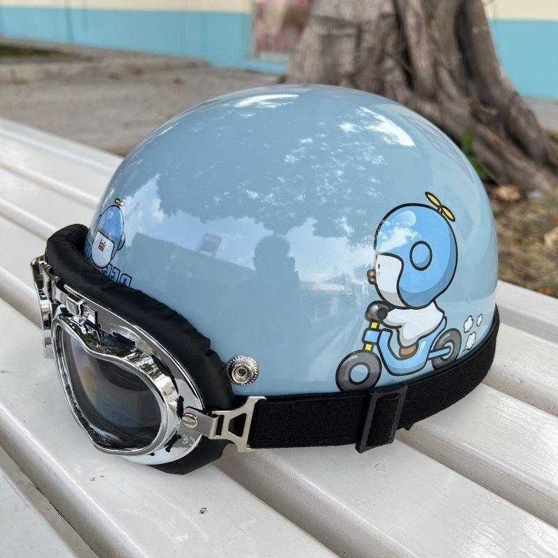 Electric Battery Car Helmet Gray Man Lady Retro Summer Sunshade Sunscreen Half Helmet Cute Summer Hard Hat Full Helmet