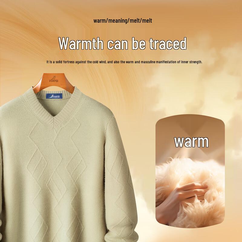 Men's 100% Merino Wool Heavyweight V-Neck Sweater