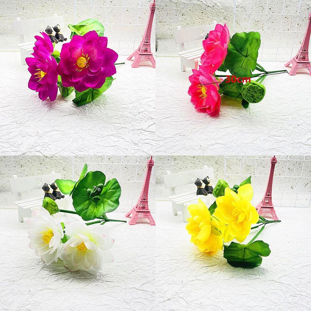 Flowers Elegant Three Lotus Artificial Bouquet For Wedding And Photoshoot