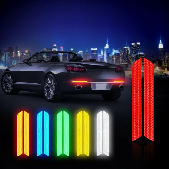 1 Pair Car Reflective Strip Self-adhesive Strong Reflection Wear-resistant High Brightness Scratch Resistant Warning Anti-collision Car-styling Safety