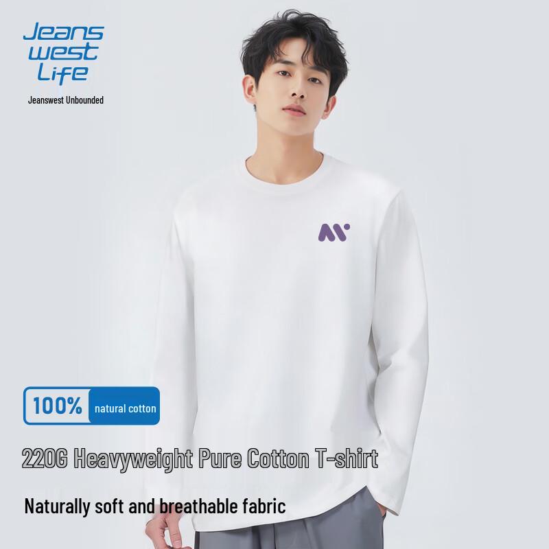 

JEANSWEST LIFE Men s Heavyweight Pure Cotton Long Sleeve T-Shirt M