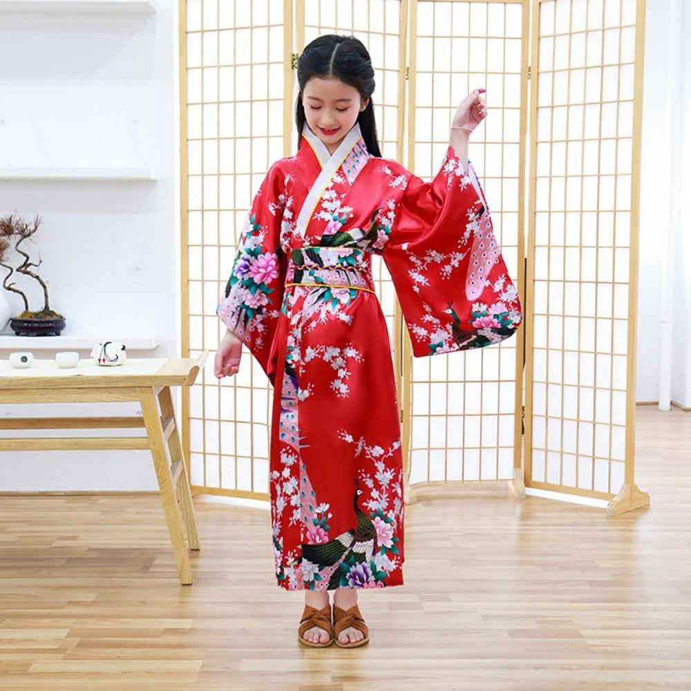 Elegance Kids Traditional Japanese Kimono Kids Japanese Style Yukata Bathrobe  Cosplay Costume
