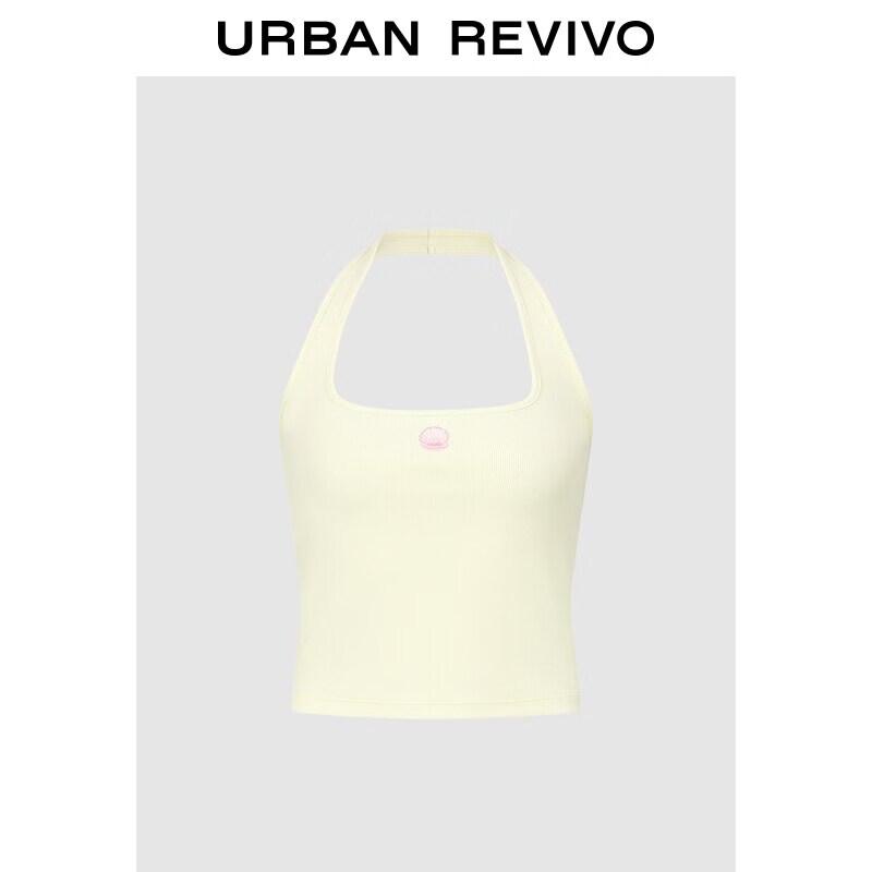 UR2026 Women s Pastel Shell Embroidered Halter Backless Tank Top XS