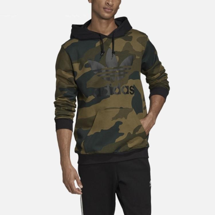 Adidas Originals Logo Pullover Hooded Casual Sports Sweatshirt Men sweatshirt Camouflage FM3395