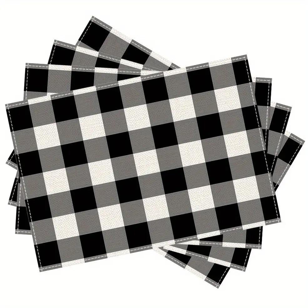 

4pcs Black and White Checkered Placemats, 11.81x17.72- Durable, Rectangular Table Mats for Dining, Kitchen, and Party Decor 1pcs