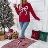 Women's European American Valentine’s Bow Jacquard Sweater - Autumn Winter Fashion