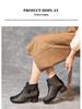 2025 Summer Genuine Leather Peep-Toe Perforated Mid-Heel Sandals - Women's Retro Chunky Heel Martin Boots.