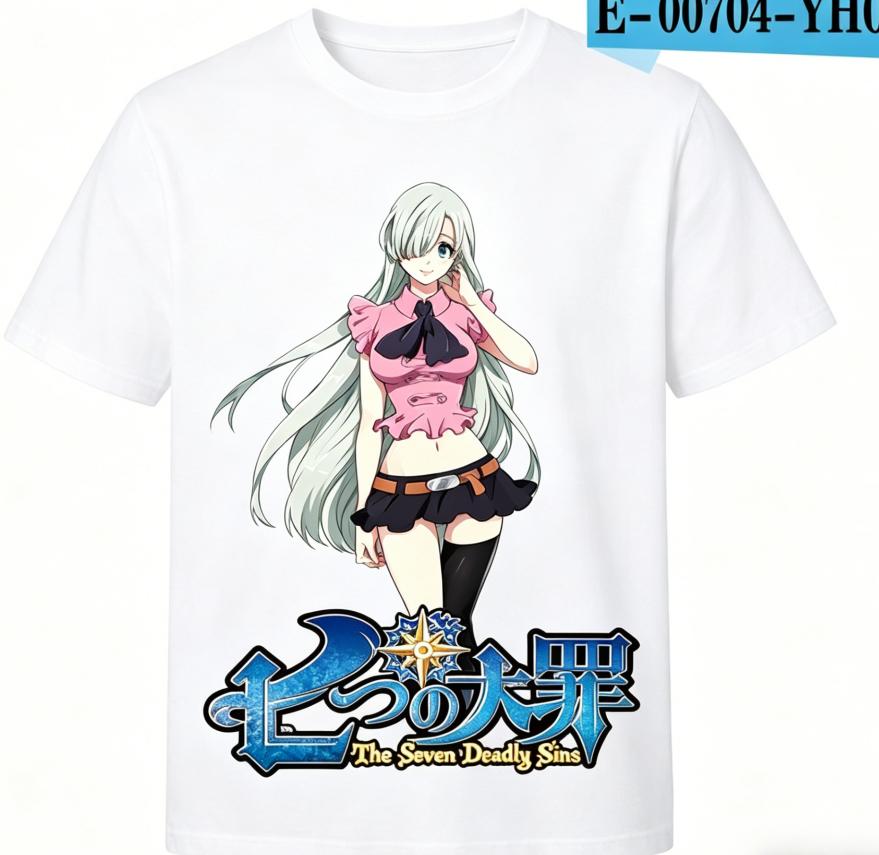 Sieben Todsünden Merch Anime Liebhaber T-Shirt Ganzjahreskleidung Persönlichkeit Kleidung Große Größen Unisex Neues Modell Paare hohe Qualität weich