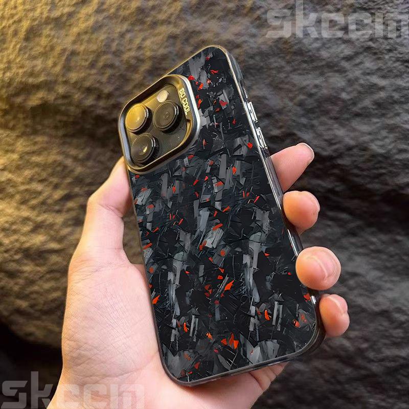 Cooles Carbonfaser-Muster Mattes Hartes Handyhülle Für iPhone 16 16E 15 14 13 12 11 Pro Max XS XR 8 7 Plus Stoßfest Galvanisiertes Cover