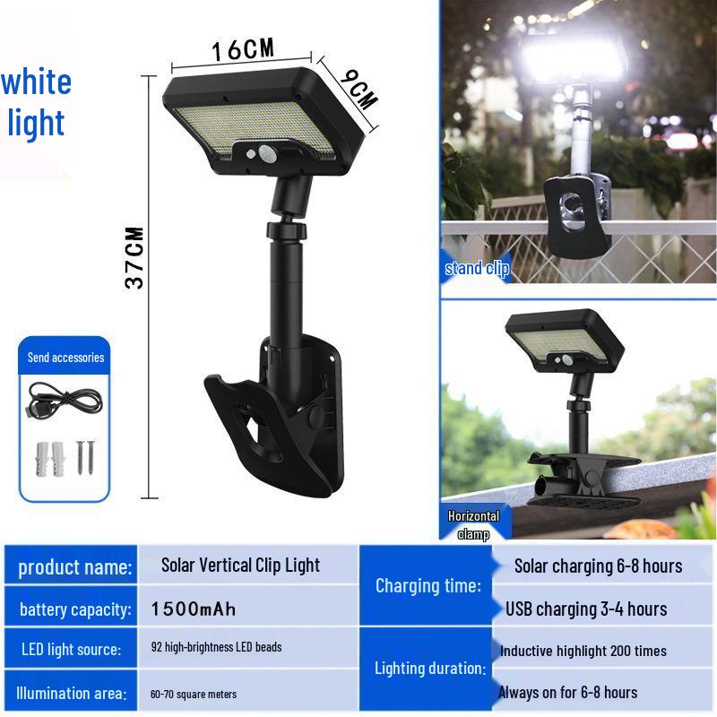 Solar Clip-on Outdoor Courtyard & Villa Wall Lamp for Park and Lawn Lighting
