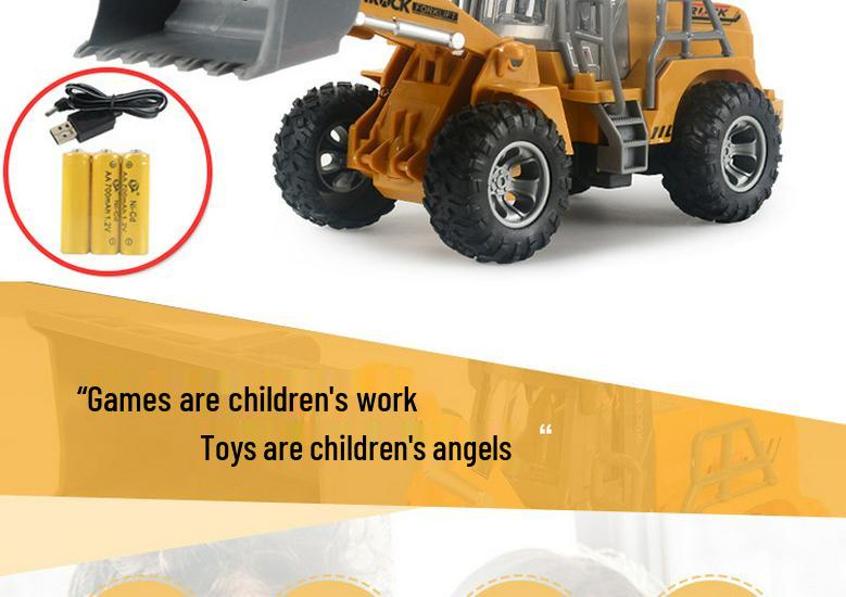 Children's Rechargeable Remote Control Excavator Bulldozer Toy with Lights