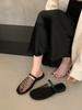 French fishing net surface bag head half slippers women's summer wear 2025 new with skirt niche flat bottom fisherman cool slippers