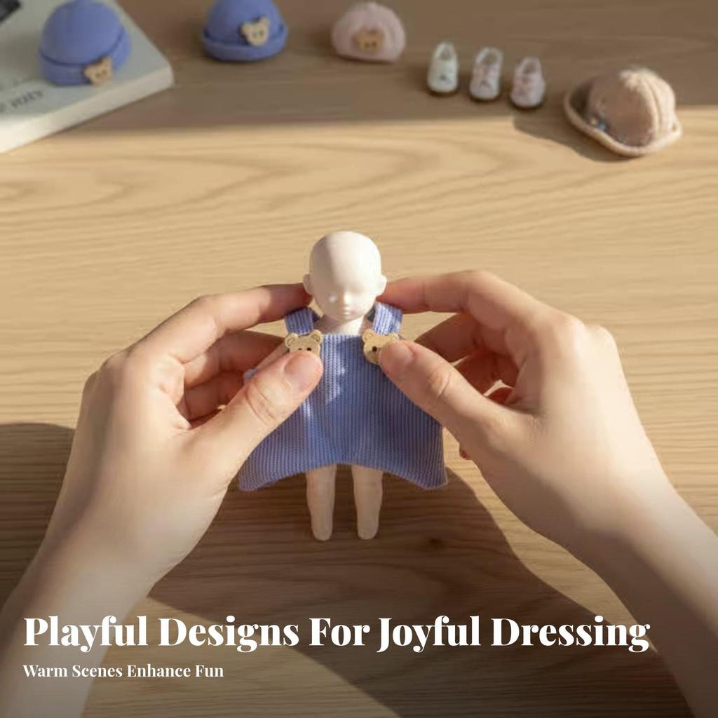 10cm Doll Outfit Handmade Overalls Cute Designs Soft Toy Suspender Trousers for Hobbyists Black