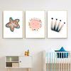 Nordische Poster und Drucke Sonne Wolke Regenbogen Stern Wandkunst Leinwandmalerei Cartoon Wandbilder Kinderzimmer Dekor Heimdekoration