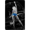 Sexy Woman Car Poster Hot Girl Short Jeans Metal Tin Sign Wall Art Decor Plaque for Home Bar Club Man Cave Bathroom Garage 8x12 Inch