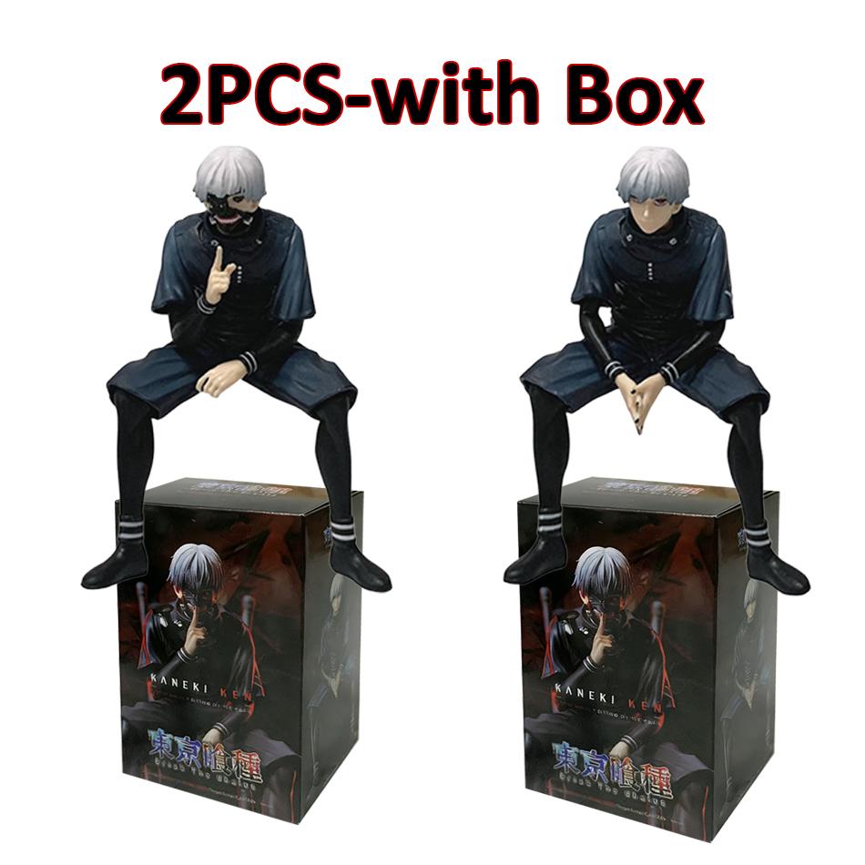 20cm Ken Kaneki Sitting Figure Tokyo Ghoul GK Replaceable Double Head Double Arms Statue with Base Anime Model Toy Deco Boy Gift