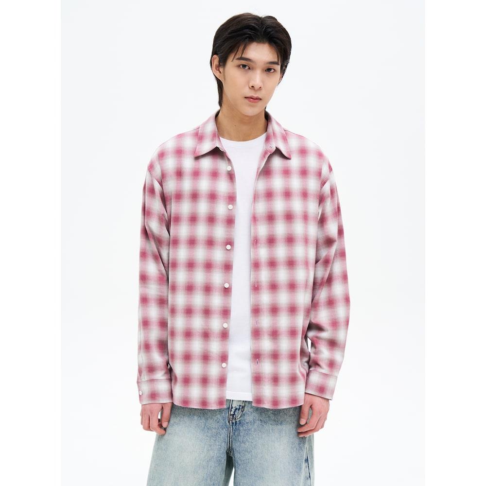 8Seconds Ombre Oversized Check Shirt Pink Pink/M